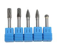 Starrypxl Tungsten Carbide Rotary Burrs Bits Set 5Pcs 6x8mm Double Cut Polishing Grinding Engraving Drilling Durable Precision Tools (ACDFG)