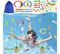 StarryTiger 35PCS Jouets de Plongée, Jouets Piscine Enfant Jouet sous Eau, Anneaux Plongés de Piscine, Kit de Jouet Plongée pour Enfant Natation Jouets Jeux sous Marins Cadeaux