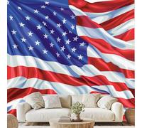 Stars and Stripes Drapeau Papier Adhesif Drapeau Américain Classique Mural Couleurs Vives Papier Peint 3D Effet 200x150 cm pour Salle de Bain Salon Chambre