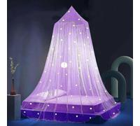 Stars Bed Canopy Glow in The Dark, Bed Canopy for Girls Mosquito Net, Princess Canopy for Girls Bed Room Decor,Purple