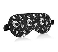 Stars Crescent Moons Seamless On Black Eye Masks Cover Blocks Light Sleep Mask Shade Cover Blindfold Relaxing Eyeshade Cover avec serre-tête réglable pour hommes femmes enfants