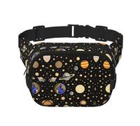 Stars Earth and Darkness Sac banane carré double couche avec sangle réglable pour activités de plein air, noir, taille unique, Noir , Taille unique