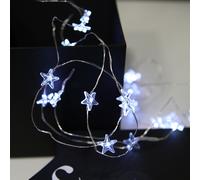 Star 726-37 Guirlande de 12 LED à piles avec étoiles blanches Blanc froid 60 cm