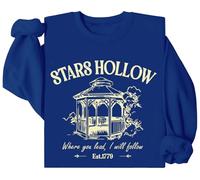 Stars Hollow Sweatshirt, Stars Hollow Where You Lead I Will Follow Sweatshirts, Stars Hollow 1779 Chemise à manches longues, Klein Blue, XXL