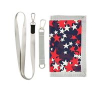 Stars Red 4th Of July Portefeuille à trois volets pour femme en nylon léger pour homme Portefeuille à trois volets avec cordon billetera minimalista para hombre, Stars Red 4 juillet, 1 size