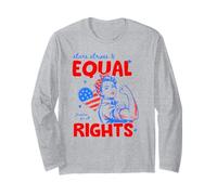 Stars Stripes and Equal Rights 4th of July Women's Rights Manche Longue