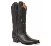 STARS & STRIPES Bottes western WBL-82 pour femme - Fabriquées à la main au Mexique, cuir de vachette noir, coutures Goodyear
