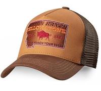 STARS & STRIPES Casquette Trucker Marron Style Yellowstone - Western Snapback Cap avec Mesh & Logo - Réglable Taille Unique - Look Cowboy pour Ranch, Festival & Outdoor