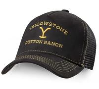 STARS & STRIPES Casquette trucker noire avec broderie jaune de style Yellowstone - Casquette Western Snapback avec maille - Réglable - Taille unique - Look Ranch pour festivals, équitation et