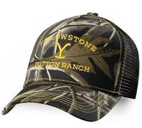 STARS & STRIPES Casquette trucker verte avec broderie jaune de style Yellowstone - Casquette Western Snapback avec maille - Réglable - Taille unique - Look cowboy pour l'extérieur, le ranch et les