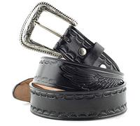 STARS & STRIPES Ceinture unisexe en cuir noir gravé avec boucle interchangeable - Taille 80 cm, Noir , 80 cm