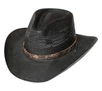 STARS & STRIPES Chapeau de paille Fresno - Pour la plage - Pour homme et femme - Noir - Noir - Large