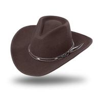 STARS & STRIPES Chapeau western en feutre de laine « Dallas », marron, marron, L