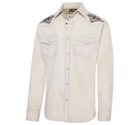 STARS & STRIPES Chemise western Barney - Beige avec broderie aztèque & boutons-pression, beige, M