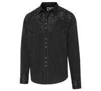 STARS & STRIPES Chemise western Brody - Noir avec cordon de serrage et broderie | Look western authentique, Noir , XL