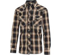 STARS & STRIPES Chemise western Tanner - Chemise à carreaux en noir et orange avec coutures décoratives et boutons pression, marron, XXL