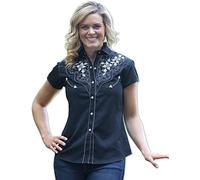 STARS & STRIPES Chemisier western pour femme - Style western - Isabel - Noir - Large