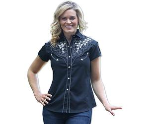 STARS & STRIPES Chemisier western pour femme - Style western - Isabel - Noir - Large