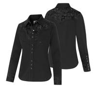 STARS & STRIPES Chemisier western Ruth - Rouge - Chemisier brodé à manches longues - Style western classique, Noir , XXL