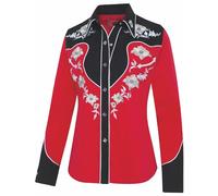 STARS & STRIPES Lynn Red Red Western Blouse brodée pour femme