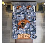 STARSAY Grizzy et les Lemminge Parure de lit avec housse de couette de 135 x 200 cm et 2 taies d'oreiller, en microfibre respirante, cadeau pour enfant (Grizzy)