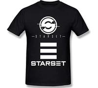 Starset Music Band Man T Shirts Short Sleeves Round Neck Tees Summer Tops Black T-Shirts à Manches Courtes(Large)