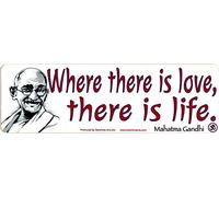 StarShine Arts Petit autocollant pour ordinateur portable ou ordinateur portable « Where There is Love There is Life » - Mahatma Gandhi - 14 x 4,4 cm