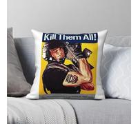 Starship Troopers Kill Them All Taie d'oreiller carrée en polyester et lin velours Fermeture éclair décorative pour la maison