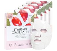 STARSKIN Orglamic Pink Cactus Mask (3+1), Masque Visage en Tissu 2-Étapes, Hydratant & Raffermissant pour Tous Types de Peau, Soin Coréen, Au Curcuma et à l’Huile de Camélia