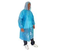 Start and Drive Ltd, Poncho imperméable à manches longues en plastique pour adulte, jetables, avec capuches, imperméables d'urgence, Bleu (1 pièce), taille unique