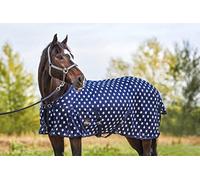 Start Couverture anti-mouches pour chevaux avec couvre-cou et bavette ventrale - Couverture anti-eczéma respirante | Couverture d'été pour sang froid et sang chaud (bleu foncé/blanc, 135 cm)