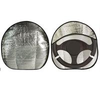 START - Couvre-Volant Pare-Soleil, Protection Contre le Soleil, Confort de Conduite, Simili Cuir Durable, Facile à Installer, Argent, Simili Cuir