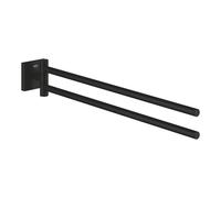 Grohe - Start Cube Double Barre Porte-Serviettes pour Salle de Bain, 438 mm, Fixations Cachées avec Vis Incluses, Métal, Noir Mat, 409762430