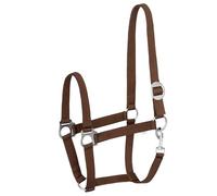 Start Economic Licol pour chevaux - Réglable en nylon avec mousqueton - Robuste et confortable - Matériau doux et résistant aux taches (marron, cob (pur-sang)