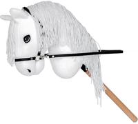 Start Hobby Horse Cheval Bâton Réaliste en Peluche - Jouet Éducatif avec Crinière à Coiffer et Bâton Bois - Cheval de Bataille Créatif pour Enfants Filles et Garçons (Willow (Blanc), A3)