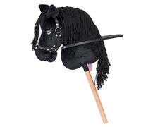 Start Hobby Horse Cheval de bataille en peluche avec bâton en bois - Cheval bâton réaliste avec longue crinière à coiffer - Cheval de jeu doux pour enfants (Benny (noir) - A3