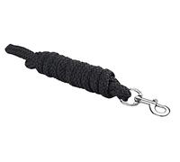 Start Lace Longe de 2 m avec crochet de panique et mousqueton pour cheval - Corde de fixation dans différents designs élégants, laisse de conduire, corde de fixation poney, âne, chèvre (noir,