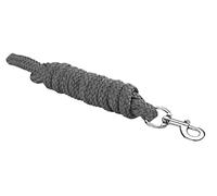 Start Lace Longe de 2 m avec mousqueton de panique et mousqueton pour cheval - Tricot de fixation dans différents designs élégants, laisse de fixation, poney, âne, chèvre (gris foncé, mousqueton)
