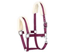 Start Licol d'écurie rembourré en nylon pour chevaux avec fourrure synthétique douce - Réglable et confortable - Fermoir mousqueton - Résistant et élégant - MinkPadded (bordeaux, poney)