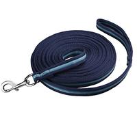Start Longe Cheval 8 m en Nylon Durable avec dragonne antidérapante + Mousqueton Solide - Contrôle Total & Confort pour Dressage et Travail au Sol (Bleu Marine/Ciel)