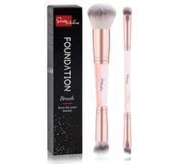 START MAKERS Lot de 2 pinceaux de maquillage à double extrémité pour fond de teint, contour, correcteur, estompage, mise en évidence, crème liquide pour femme, rose
