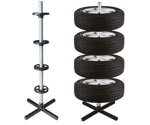START Porte-pneus de voiture vertical avec 4 entretoises incluses - Structure stable et durable peu encombrante pour un rangement ordonné des pneus