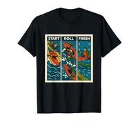 Start Roll Finish Kayak Cross T-Shirt Graphique avec Valeur, Homme, Noir, S