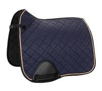 Start Seville - Schabrackes pour chevaux, tapis de selle cheval, schabracke baroque incl. cordon décoratif, schabracke sang-chaud cheval pour dressage (DR) & polyvalence (VS) (bleu foncé, dressage)