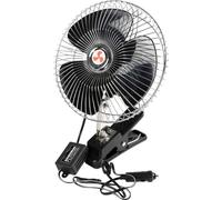 Start Ventilateur Libeccio avec grille chromée, 12 V et 16 W, 2 fonctions, puissant et silencieux, 20 cm, noir