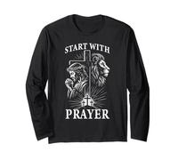 Start with Prayer Minimal Christian Praying Citation Manche Longue