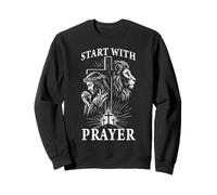 Start with Prayer Minimal Christian Praying Citation Sweatshirt