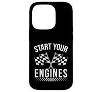Start Your Engines Drapeau à Carreaux Vintage Motif Voiture de Course Coque pour iPhone 14 Pro