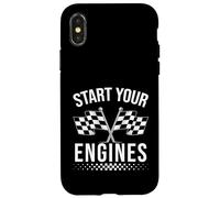 Start Your Engines Drapeau à Carreaux Vintage Motif Voiture de Course Coque pour iPhone X/XS