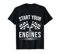 Start Your Engines Drapeau à Carreaux Vintage Motif Voiture de Course T-Shirt